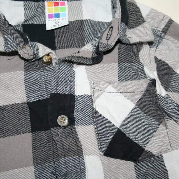 🍁BOYS 5T FLANNEL SHIRT LONG SLEEVE CHECKERED BUTTON-DOWN TOP LAYER WARM PLAID - Picture 9 of 11